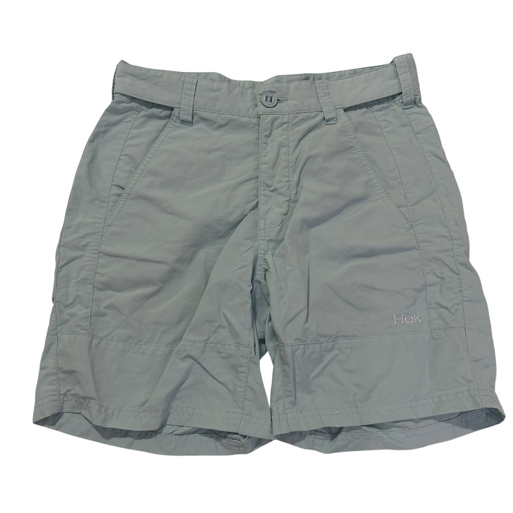 Huk Performance Fishing Shorts Mens Small Light Blue H2000083 Nylon 7" Inseam